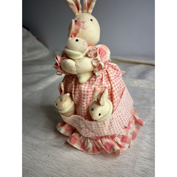 vintage stuffed animal toy called "Russ Luv Pets Mama Bunny with Triplets - Picture 5 of 7